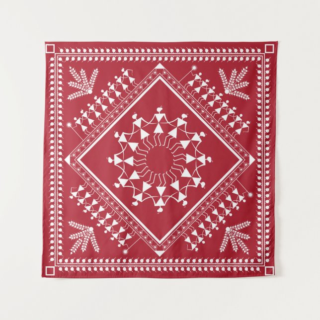 Indian tribal Painting. Warli Paintingart, indian, Tapestry (Front)