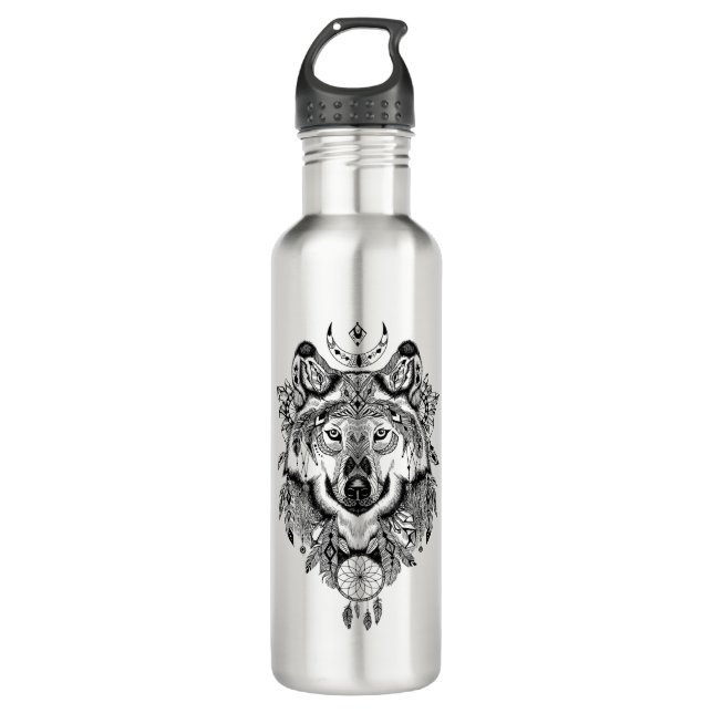 Indian Tribal Wolf 710 Ml Water Bottle (Front)