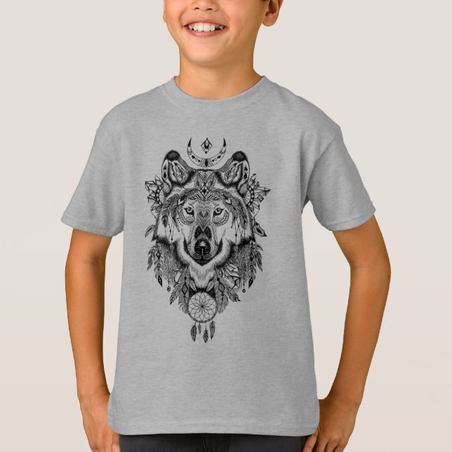 Indian Tribal Wolf T-Shirt (Front)