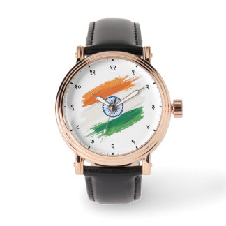 Indian Tricolor Flag with Hindi Sanskrit Numerals Watch