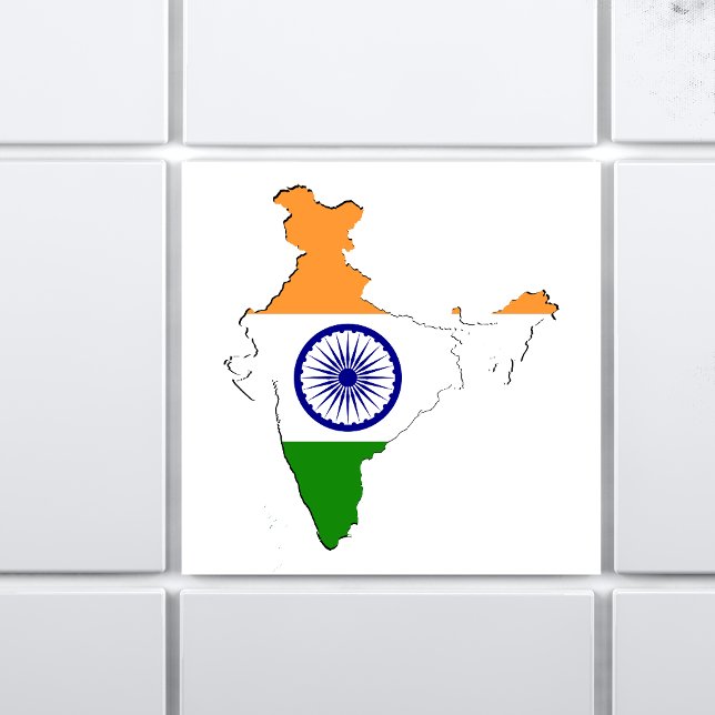 Indian Tricolour Flag "Tiranga" On India Map Tile (Creator Uploaded)