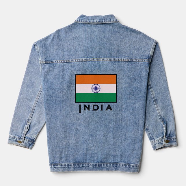 Indian Tricolour Tiranga Flag Denim Jacket (Back)