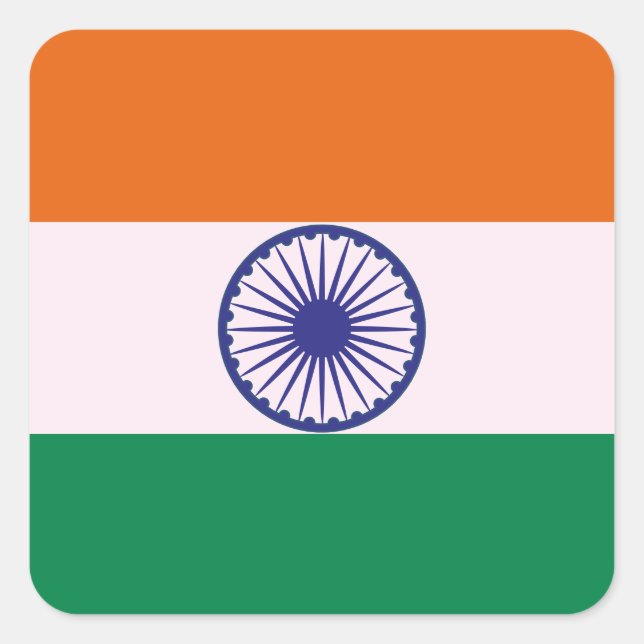 Indian Tricolour Tiranga Square Sticker (Front)