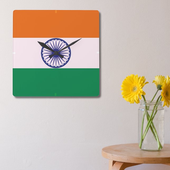 Indian Tricolour Tiranga Square Wall Clock (Creator Uploaded)