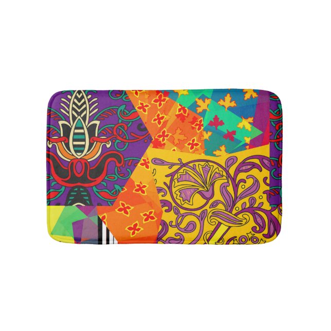 Indian Turkish Festive Patchwork Mandala Bath Mat (Front)