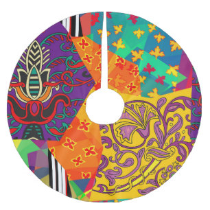 Indian Turkish Festive Patchwork Mandala Brushed Polyester Tree Skirt