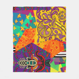 Indian Turkish Festive Patchwork Mandala Fleece Blanket