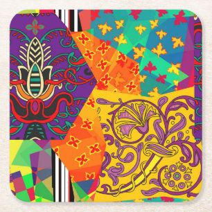 Indian Turkish Festive Patchwork Mandala Square Paper Coaster