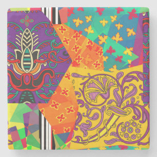Indian Turkish Festive Patchwork Mandala Stone Coaster