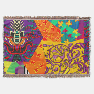 Indian Turkish Festive Patchwork Mandala Throw Blanket