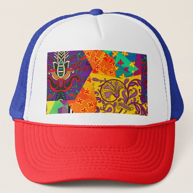 Indian Turkish Festive Patchwork Mandala Trucker Hat (Front)