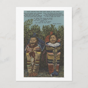 Indian Twins in Papooses & "Just Crying�" Postcard