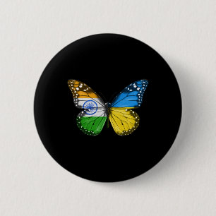 Indian Ukrainian Flag Butterfly India Ukraine 6 Cm Round Badge