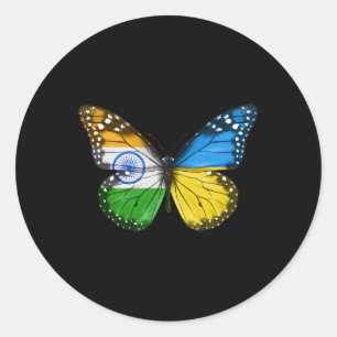 Indian Ukrainian Flag Butterfly India Ukraine Classic Round Sticker