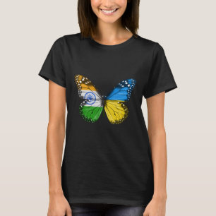 Indian Ukrainian Flag Butterfly India Ukraine T-Shirt