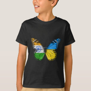 Indian Ukrainian Flag Butterfly India Ukraine T-Shirt