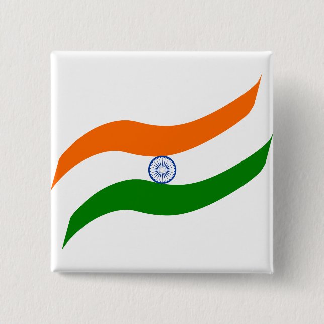 Indian undulating flag 15 cm square badge (Front)
