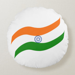 Indian undulating flag round cushion