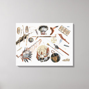 Indian Utensils and Arms, plate 48 from Volume 2 o Canvas Print