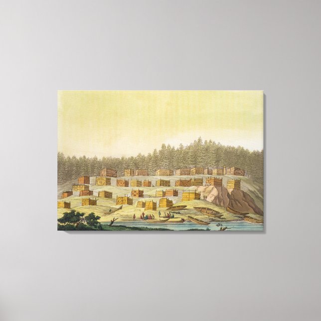 Indian Village, New Georgia, Alaska (colour engrav Canvas Print (Front)