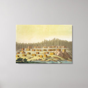Indian Village, New Georgia, Alaska (colour engrav Canvas Print