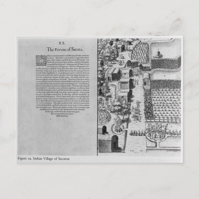 Indian Village of Secoton Postcard (Front)