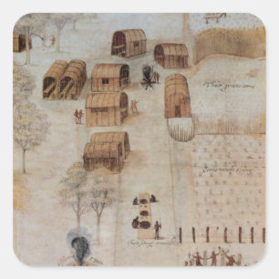 Indian Village of Secoton Square Sticker