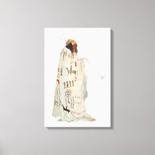 Indian Warrior with Pipe Portrait by Karl Bodmer Canvas Print