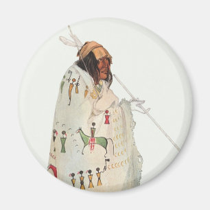 Indian Warrior with Pipe Portrait by Karl Bodmer Magnet