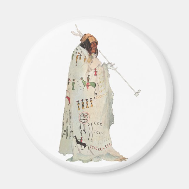 Indian Warrior with Pipe Portrait by Karl Bodmer Magnet (Front)