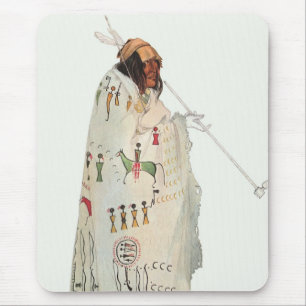 Indian Warrior with Pipe Portrait by Karl Bodmer Mouse Mat