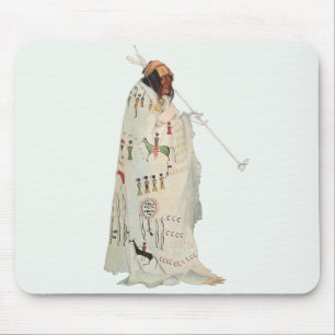 Indian Warrior with Pipe Portrait by Karl Bodmer Mouse Mat