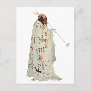 Indian Warrior with Pipe Portrait by Karl Bodmer Postcard