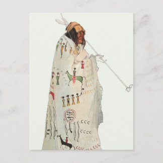 Indian Warrior with Pipe Portrait by Karl Bodmer Postcard