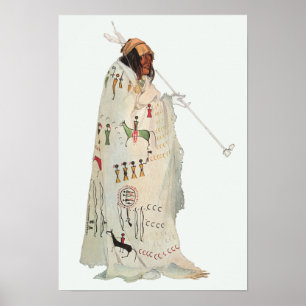 Indian Warrior with Pipe Portrait by Karl Bodmer Poster