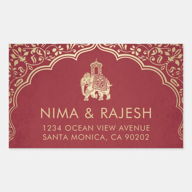 Indian Wedding Address Labels, Wedding Stickers (Front)
