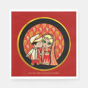 Indian Wedding Blonde Bride Cute Cartoon Custom Napkin