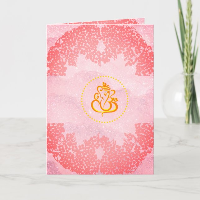 Indian wedding card blush pink and grey (Front)