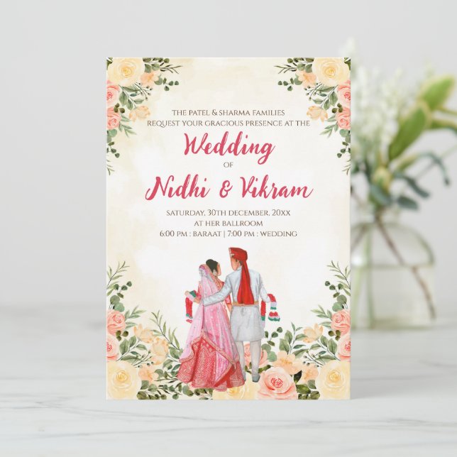 Indian wedding cards & Hindu wedding invites (Standing Front)