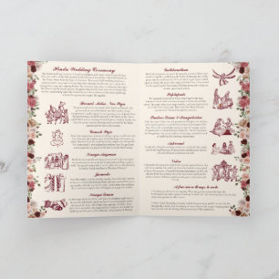 Indian Wedding Ceremony Guide Red Gold Folded Programme