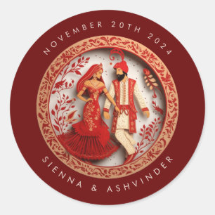 Indian Wedding Couple Envelope Sticker
