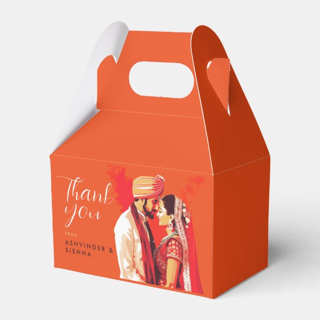 Indian Wedding Couple Save The Date Favour Box (Front Side)