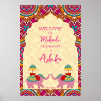 Indian wedding elephants colourful welcome sign