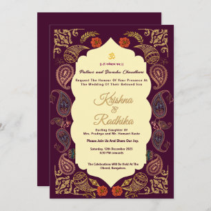 Indian wedding ethnic luxury Hindu invitation