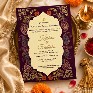Indian wedding ethnic luxury Hindu invitation