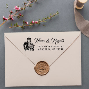 Indian Wedding Ganesha Elephant Retrun Address Sel Self-inking Stamp