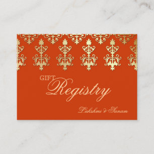 Indian Wedding Gift Registration Card Orange Gold