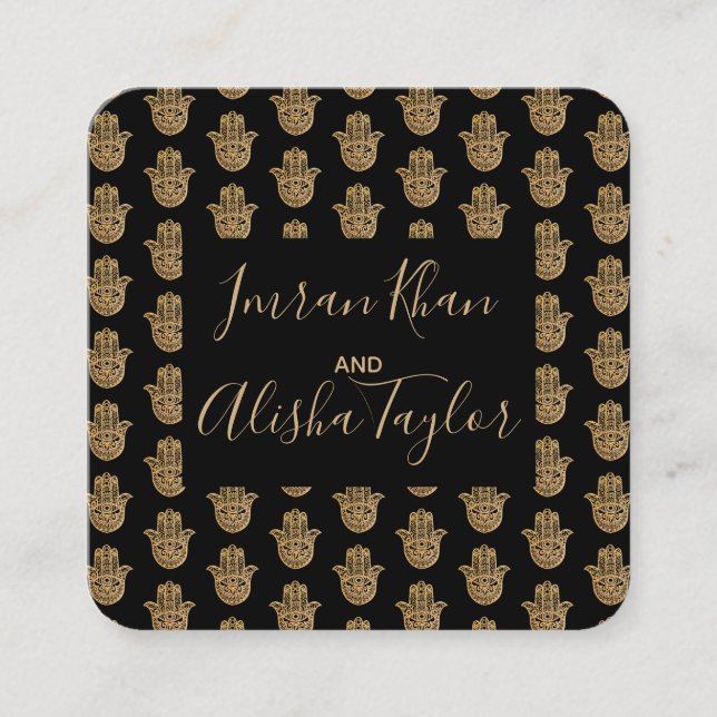 Indian Wedding Gold hamsa Henna Announcement (Front)