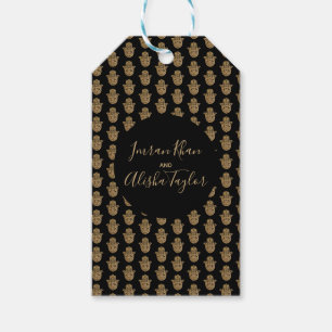 Indian Wedding Gold hamsa Henna Announcement Gift Tags