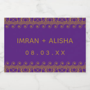 Indian Wedding Gold Henna Paisley Purple Food Label